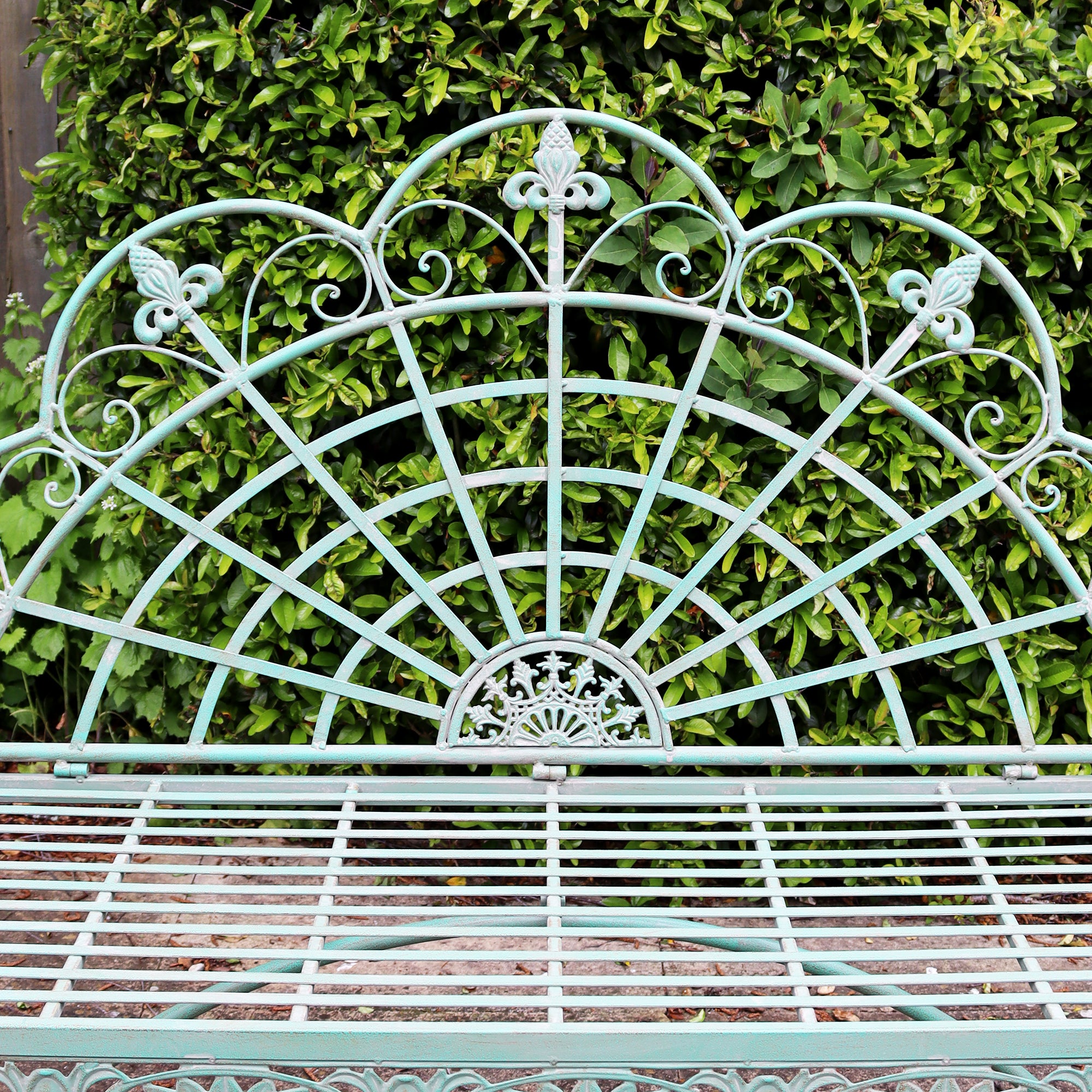 Verdigris Peacock Garden Bench