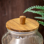 Ribbed Glass Storage Jar With Acacia Wood Lid 3.1L