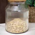 Ribbed Glass Storage Jar With Acacia Wood Lid 3.1L
