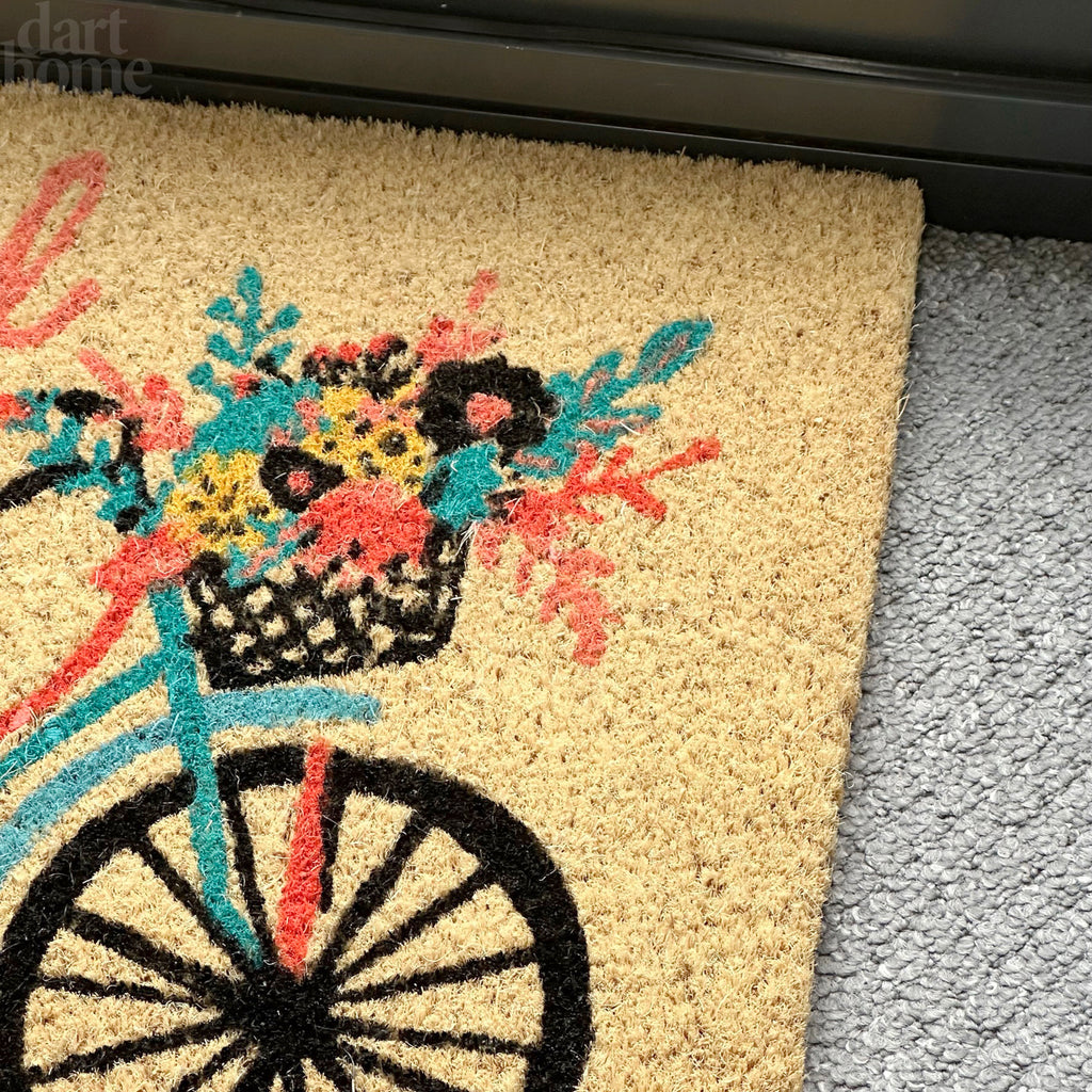 Life Is Beautiful Script Bicycle Coir Door Mat