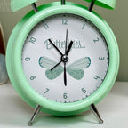 Glossy Green Butterflies Alarm Clock