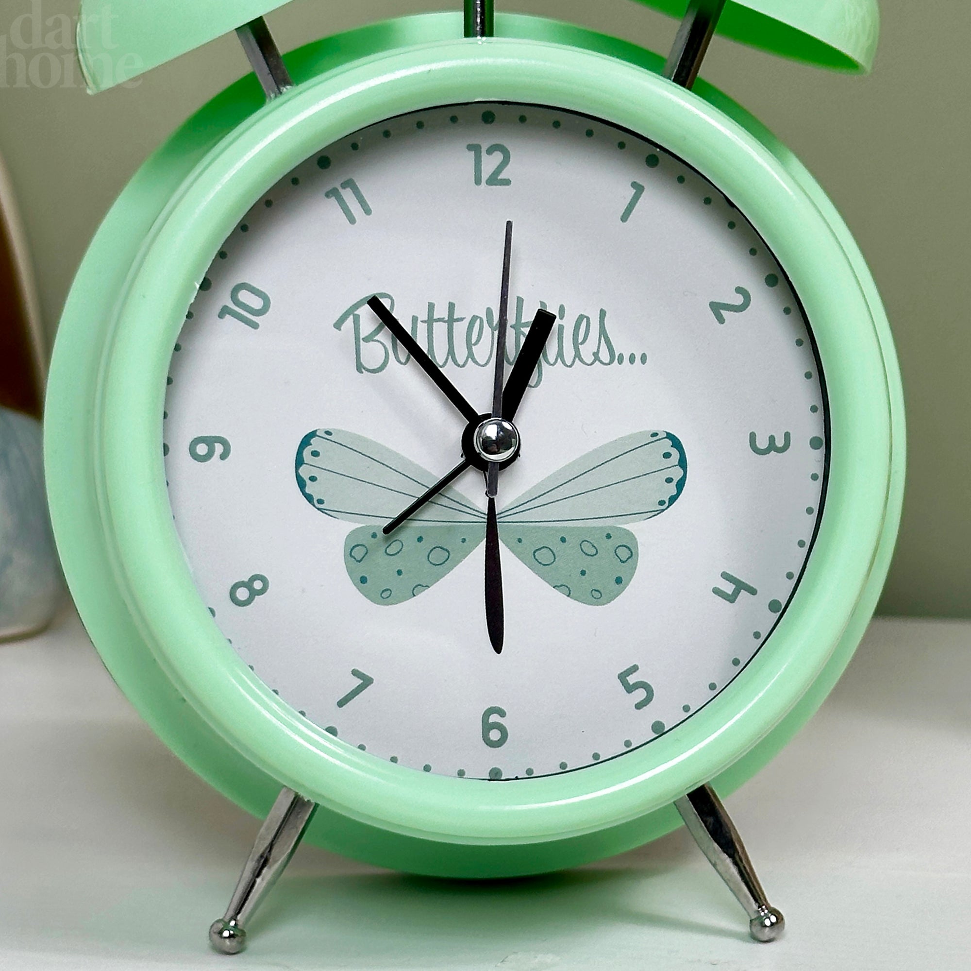 Glossy Green Butterflies Alarm Clock