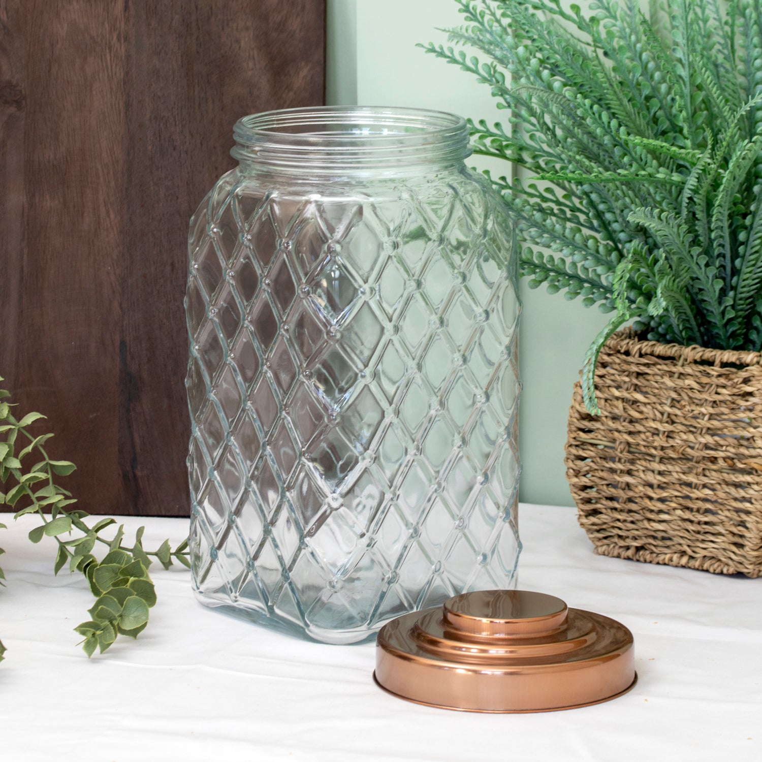 4 Litre Copper Lid Glass Storage Jar