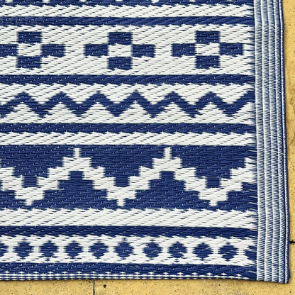 Blue Aztec Outdoor Rug 90x150cm