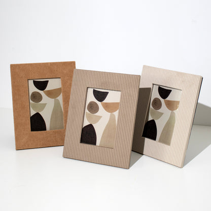 Set Of 3 Brown Corduroy Photo Frames