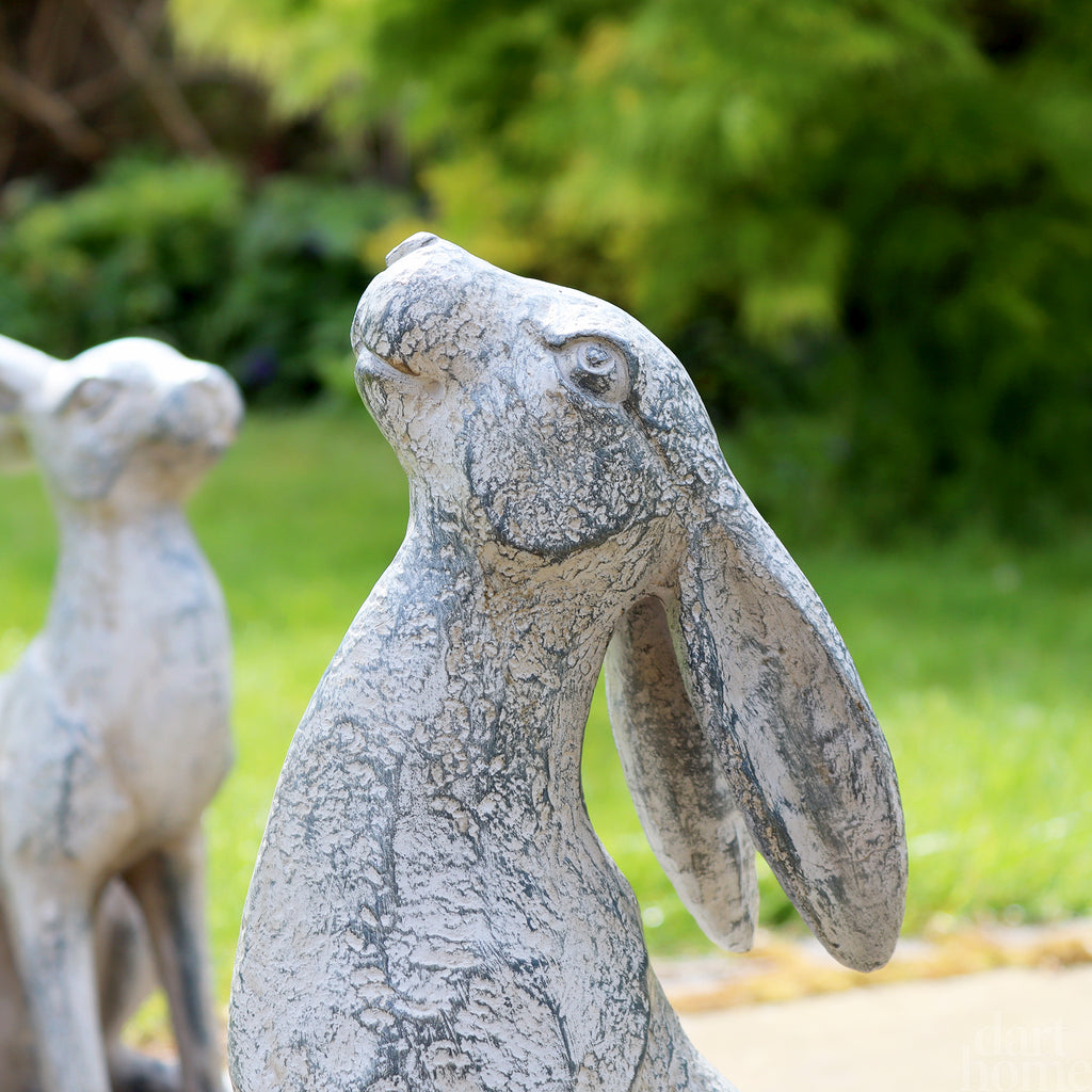 Bronze-Gartenhasen-Ornamente, 2er-Set