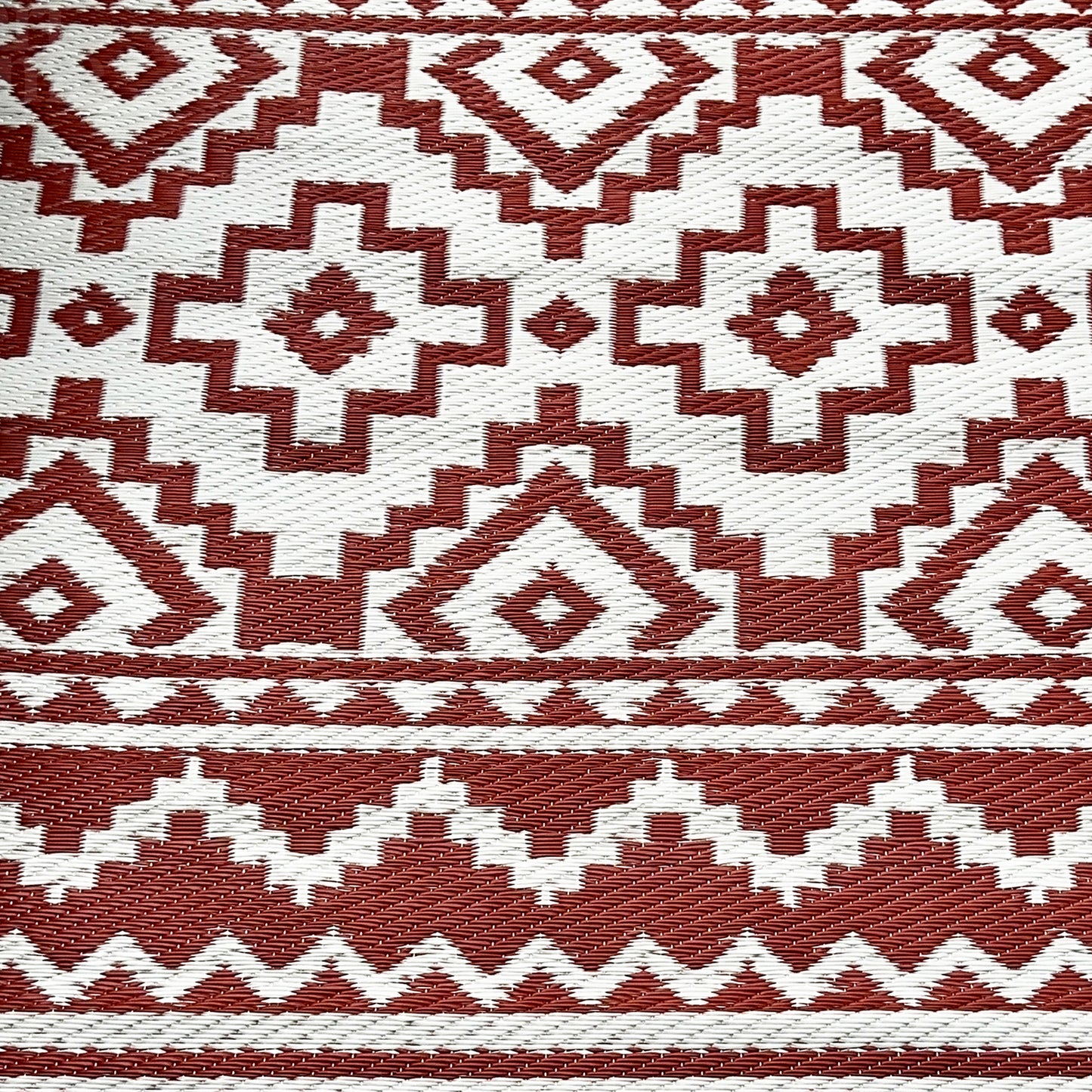 Aztekischer Outdoor-Teppich aus Terrakotta, 90 x 150 cm