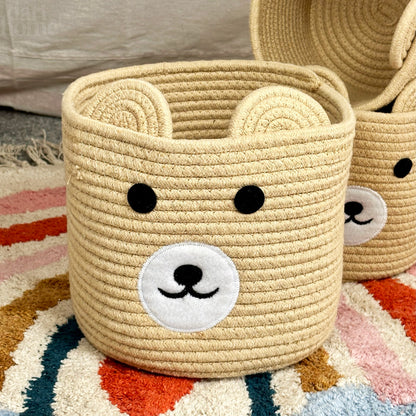 Set Of 3 Bear Childrens Storage Baskets