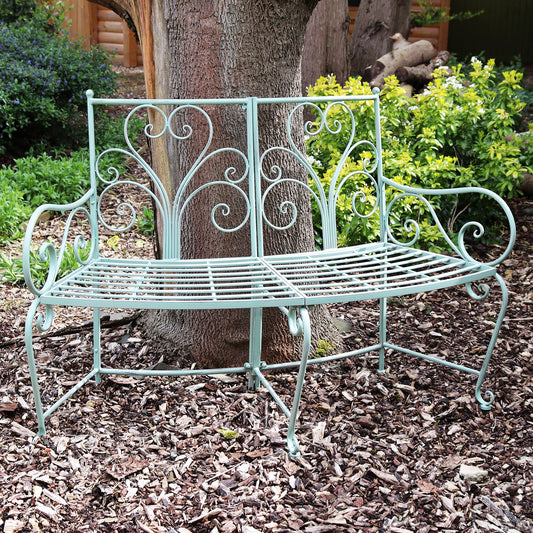 Verdigris Green Curved Garden Bench