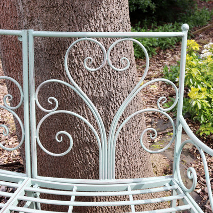 Verdigris Green Curved Garden Bench