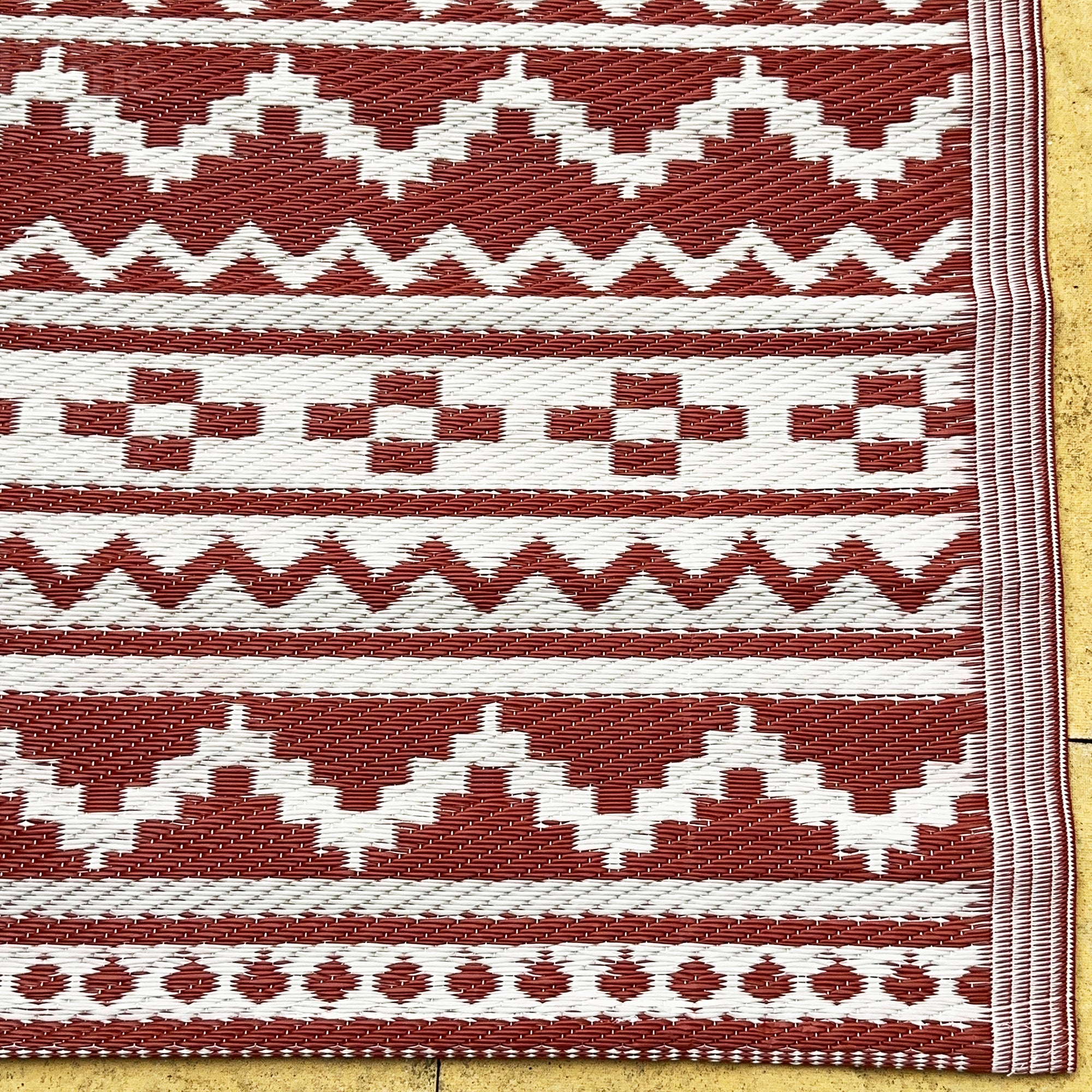 Terracotta Aztec Outdoor Rug 90x150cm