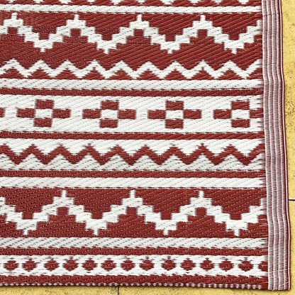 Aztekischer Outdoor-Teppich aus Terrakotta, 90 x 150 cm