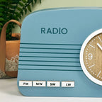 Blue Wood Radio Table Clock