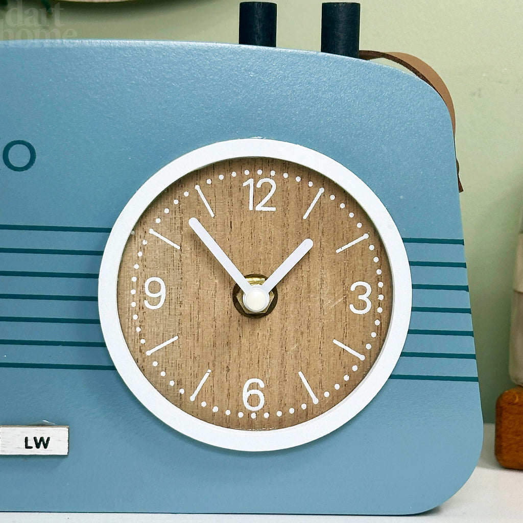 Blue Wood Radio Table Clock