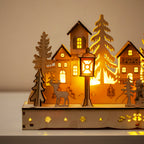 Light Up Wooden Christmas Village Scene