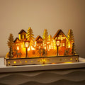 Light Up Wooden Christmas Village Scene