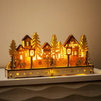 Light Up Wooden Christmas Village Scene