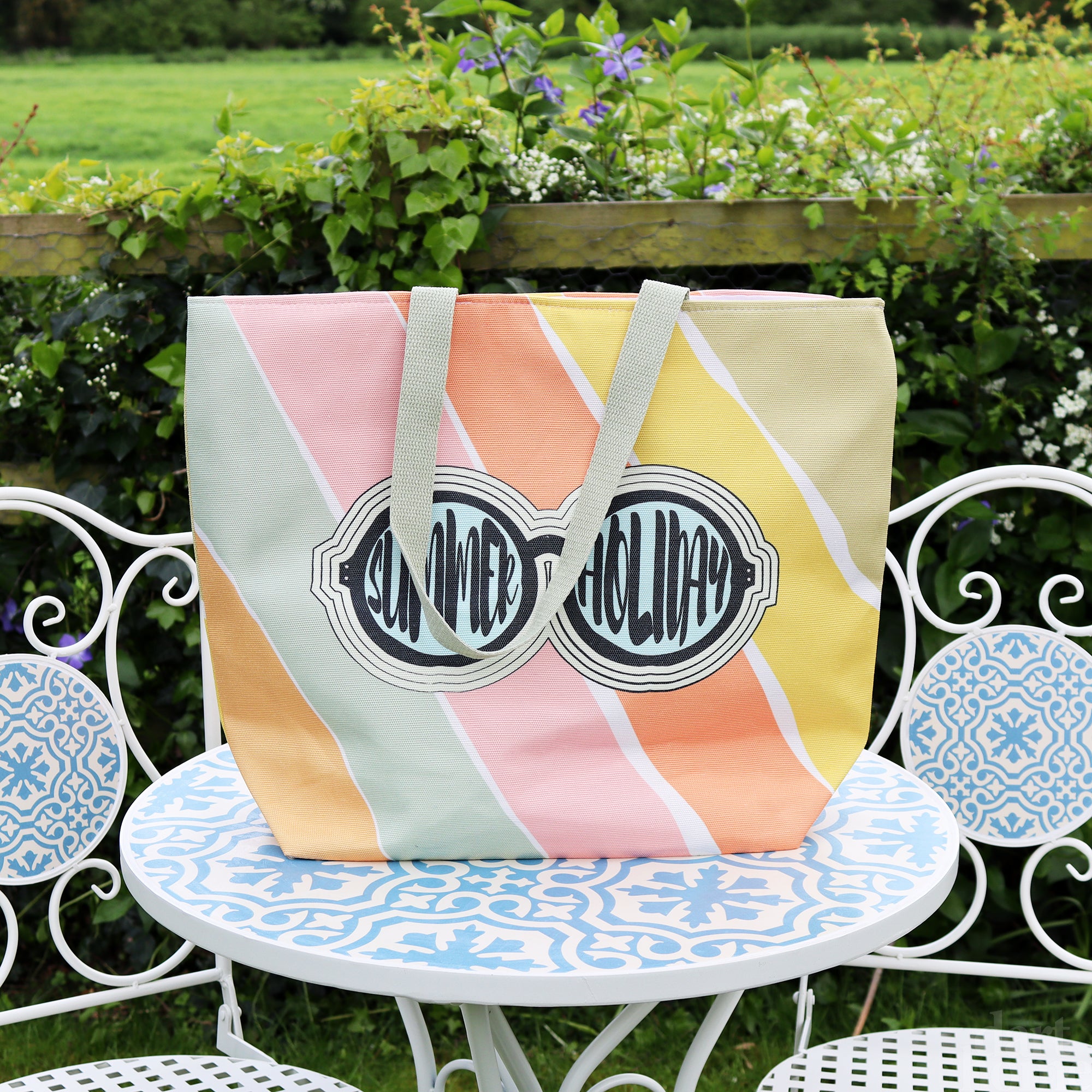 Multi Striped Summer Holiday Glasses Beach Bag