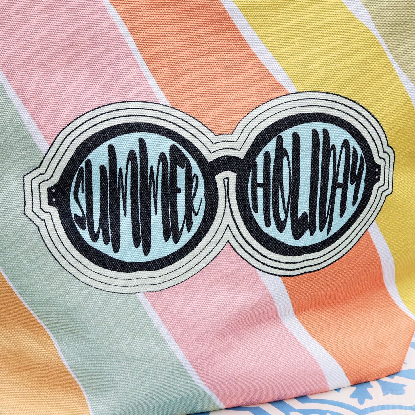 Multi Striped Summer Holiday Glasses Beach Bag