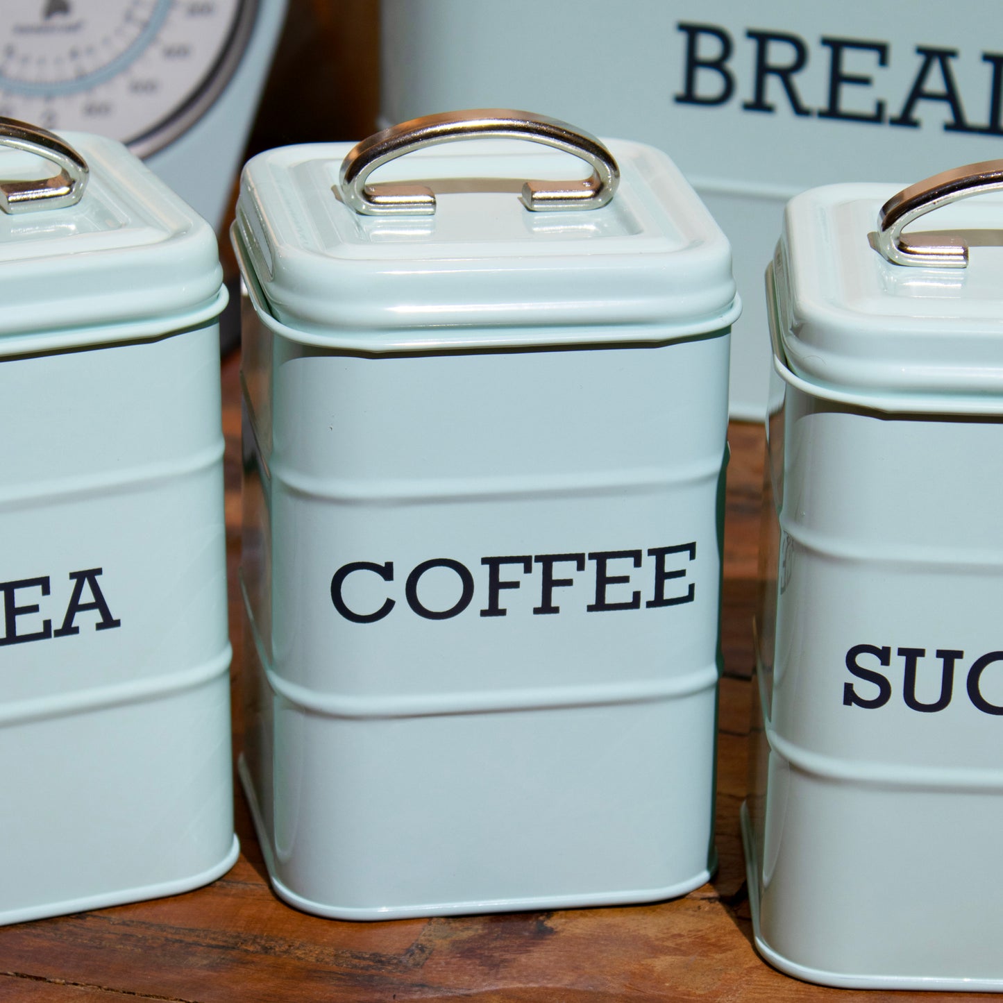 Retro Blue Tea Coffee Sugar Canisters