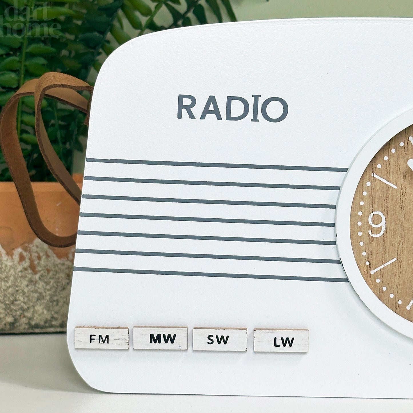 White Wood Radio Table Clock