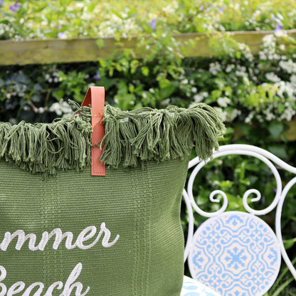 Green Tasselled Summer Beach Bag