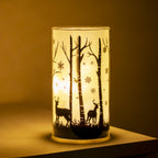Light Up Christmas Stags Silhouette Glass Lantern