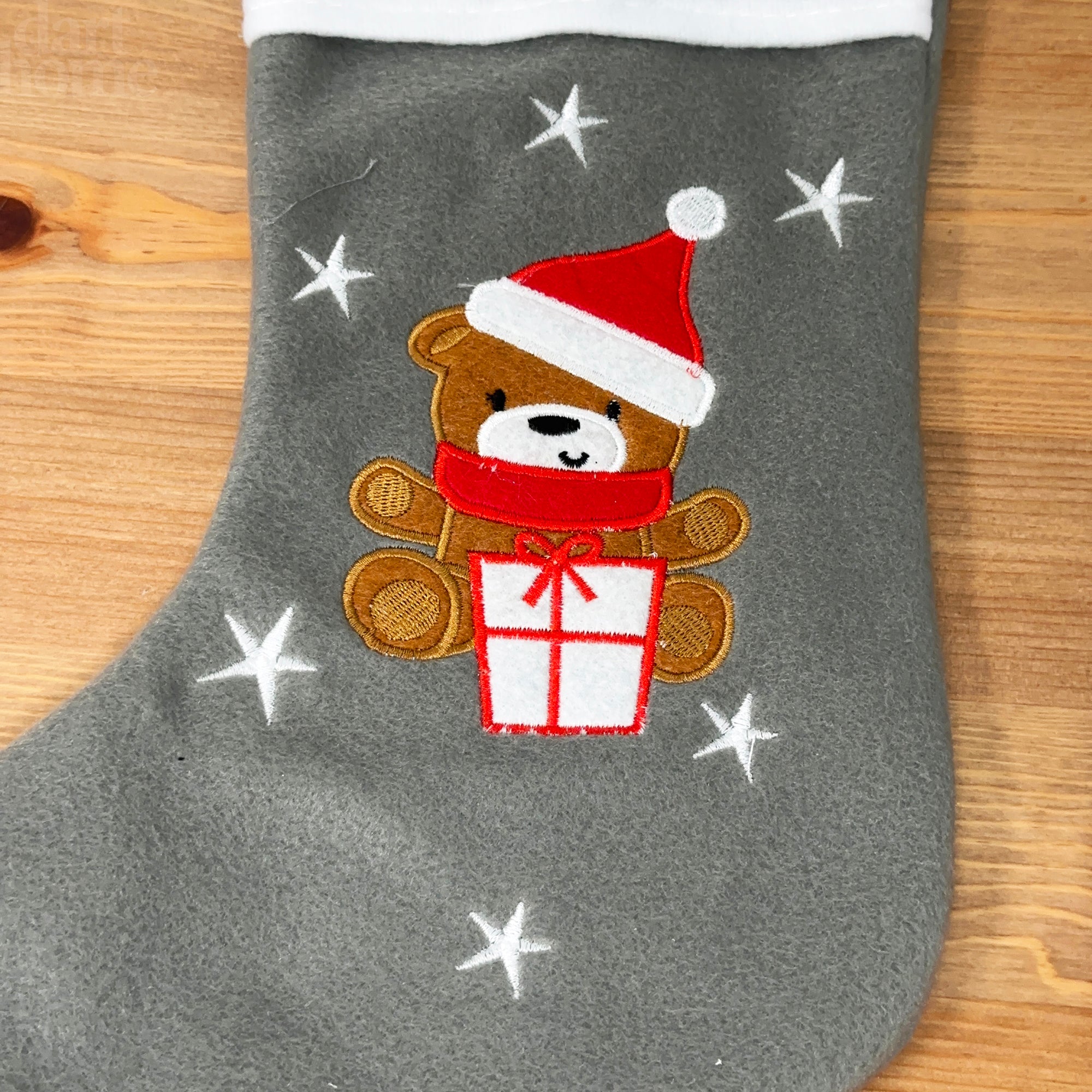 Grey Teddy Bear My 1st Christmas Hat And Stocking Set