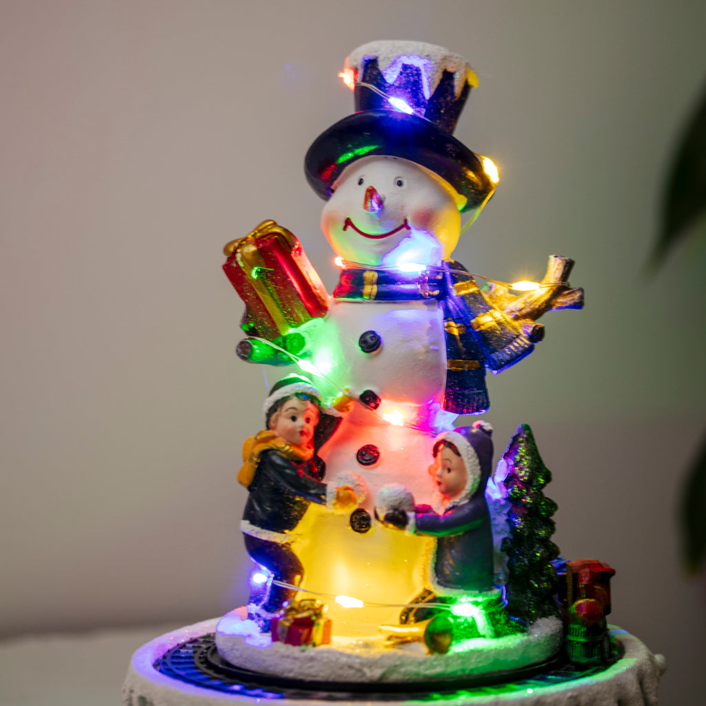 Light Up Musical Snowman Christmas Scene With Moving Train