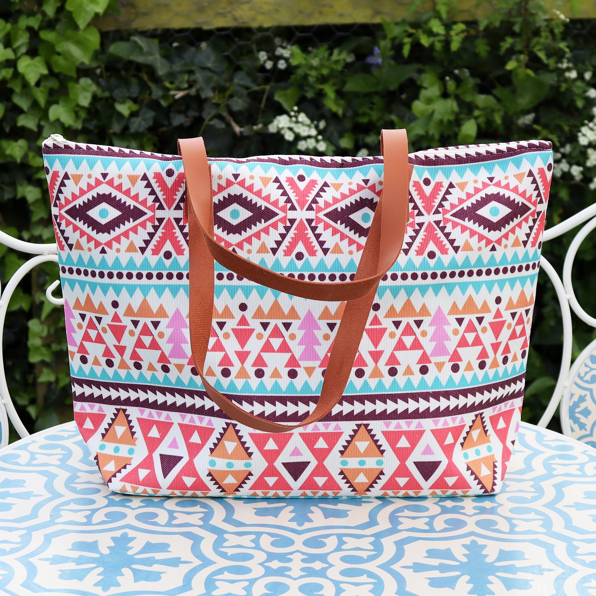 Tribal Aztec Canvas Beach Bag
