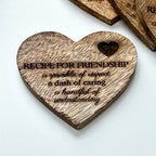 Set Of Love Heart Recipe For Life Coasters