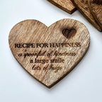 Set Of Love Heart Recipe For Life Coasters