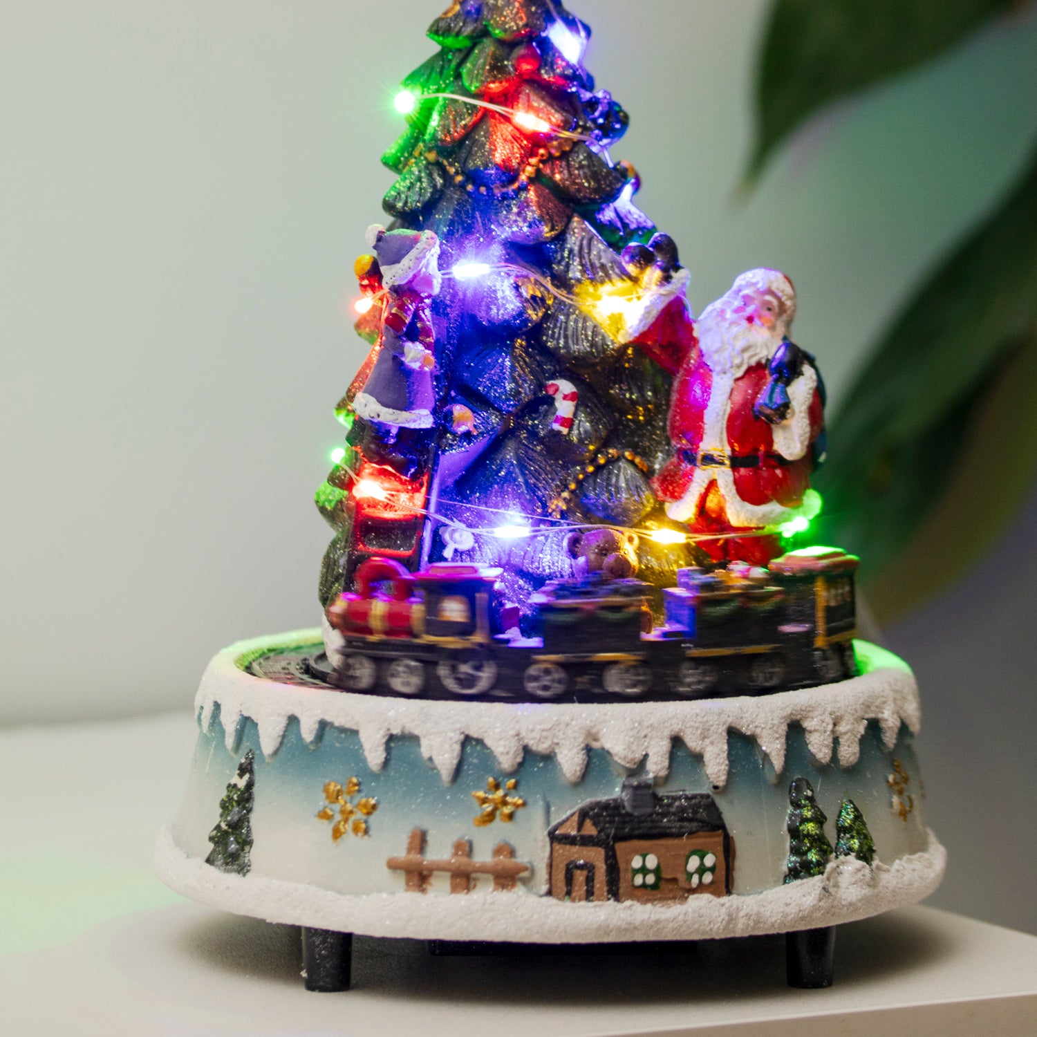Light Up Musical Christmas Scene With Moving Train