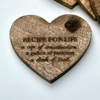 Set Of Love Heart Recipe For Life Coasters