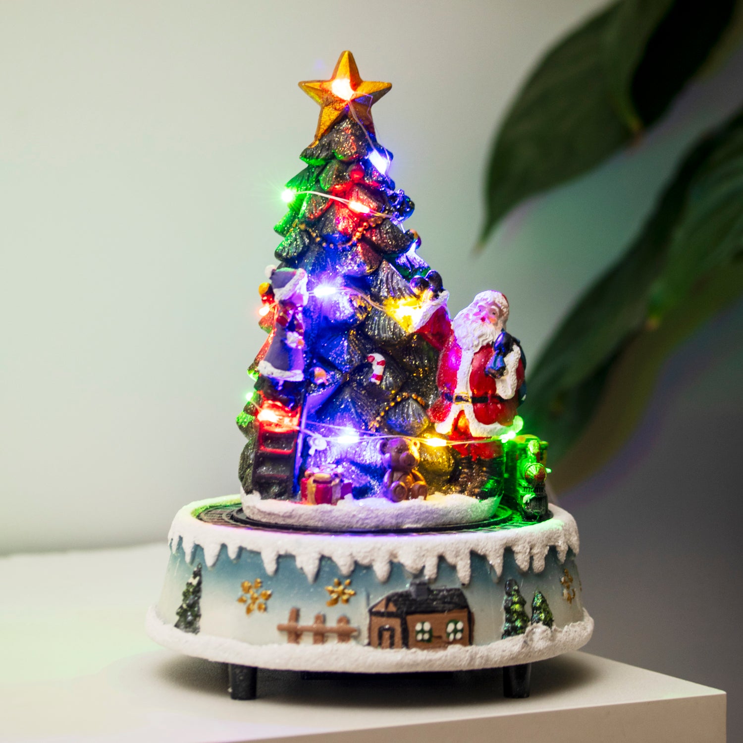 Light Up Musical Christmas Scene With Moving Train