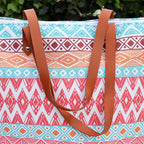 Diamond Aztec Canvas Beach Bag