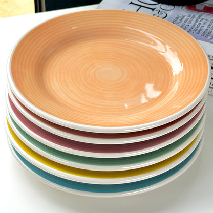 Set Of 6 Stoneware Rainbow Dessert Plates