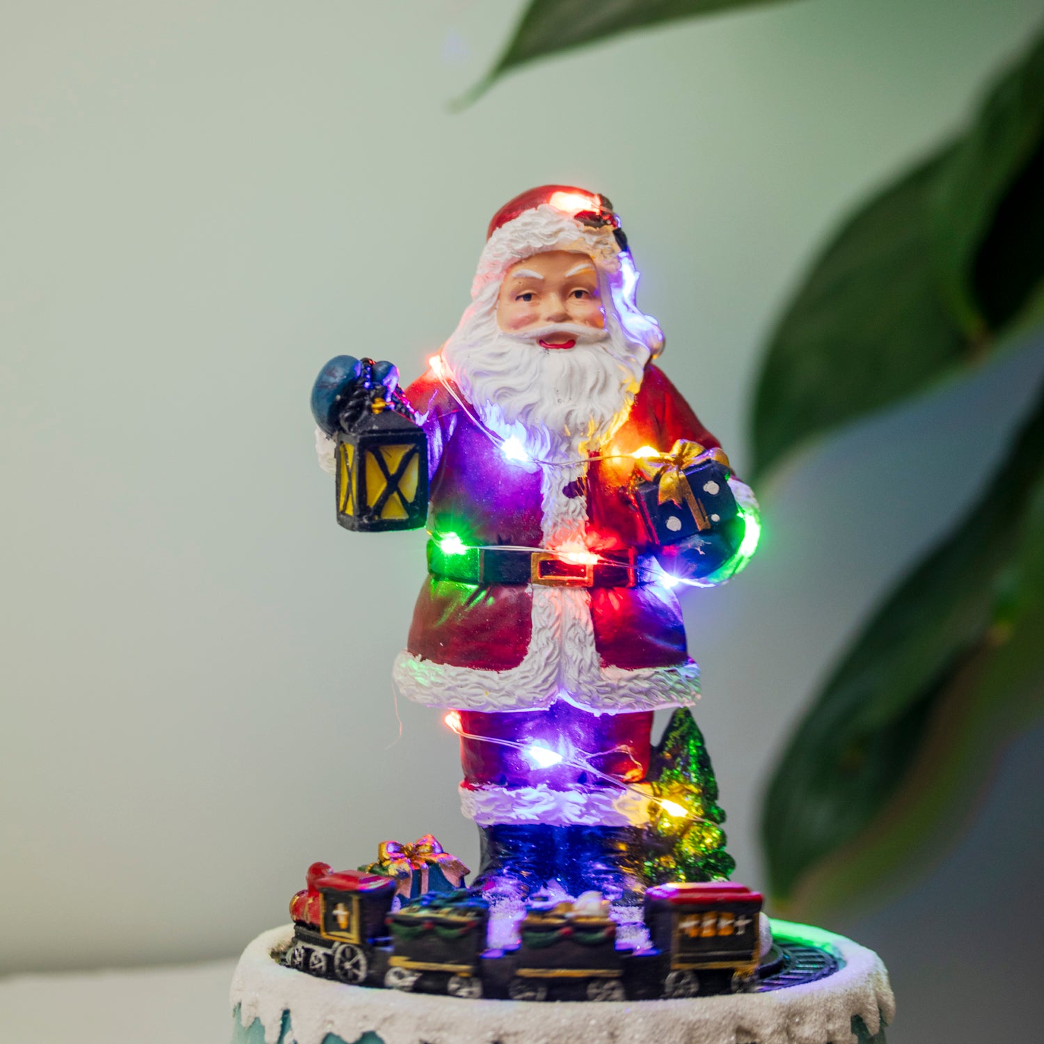 Light Up Musical Santa Christmas Scene With Moving Train