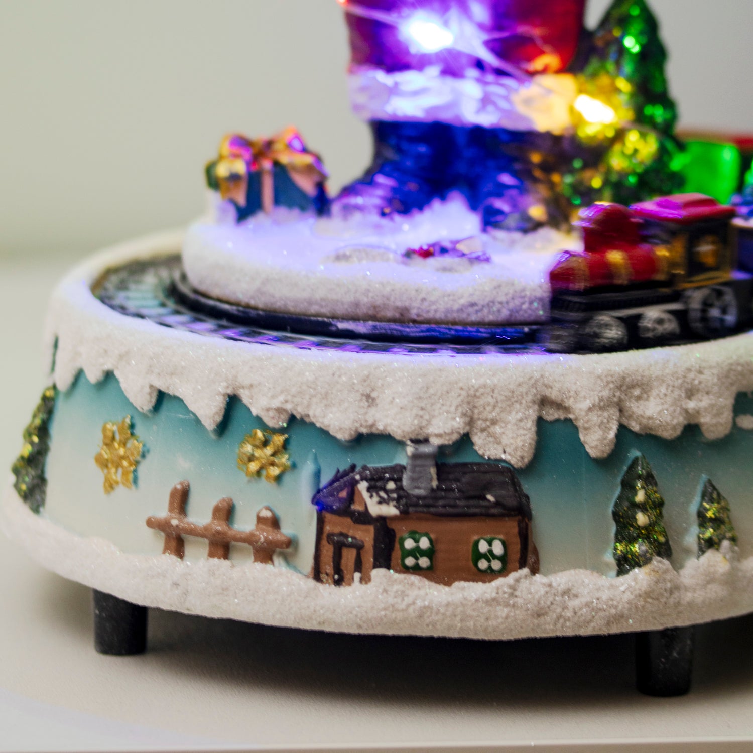 Light Up Musical Santa Christmas Scene With Moving Train