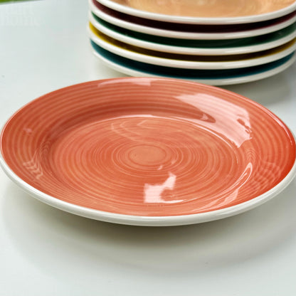 Set Of 6 Stoneware Rainbow Dessert Plates