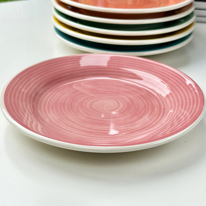 Set Of 6 Stoneware Rainbow Dessert Plates