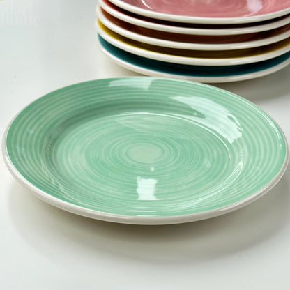 Set Of 6 Stoneware Rainbow Dessert Plates