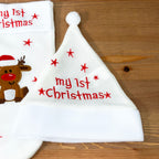 White Reindeer My 1st Christmas Hat And Stocking Set