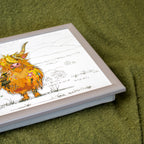 Highland Cow Bug Art Cushioned Lap Tray