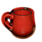 Sets Of 4 Red Ribbed Barrel Mugs