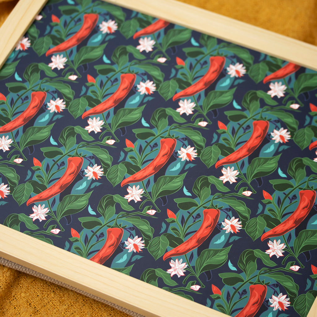Botanical Red Chilli Print Laptray