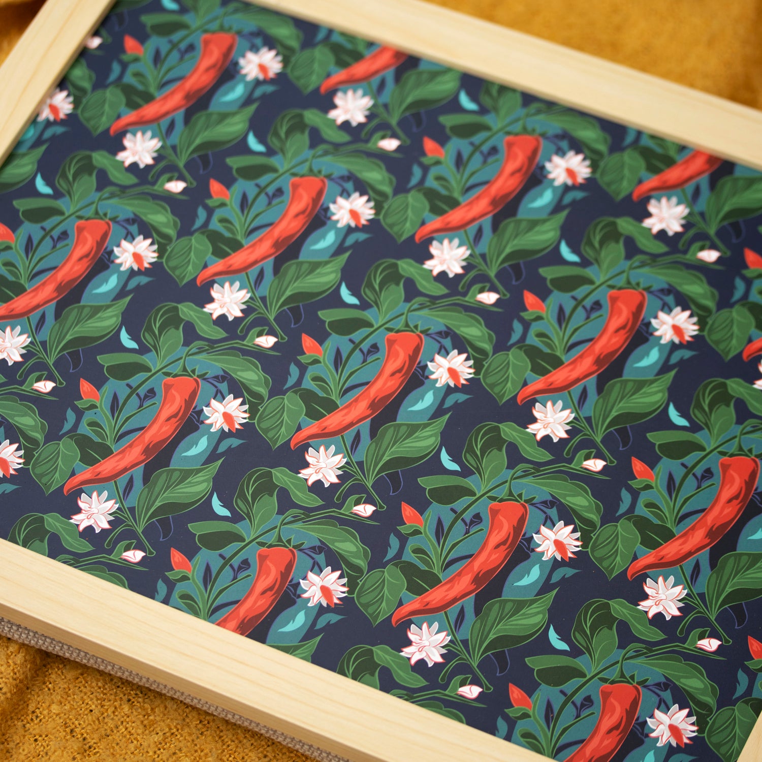 Botanical Red Chilli Print Laptray