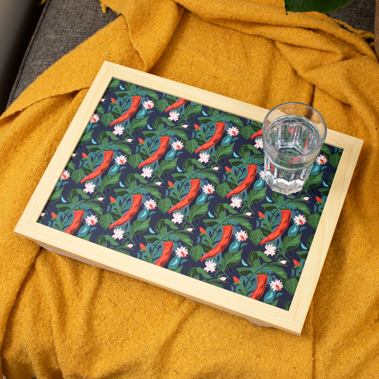 Botanical Red Chilli Print Laptray
