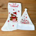 White Teddy My 1st Christmas Hat And Stocking Set