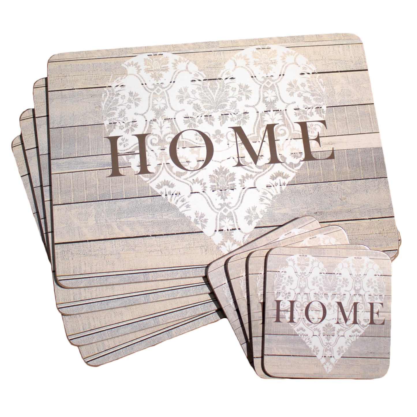 Set Of 4 Retro Home Heart Placemats & Coasters